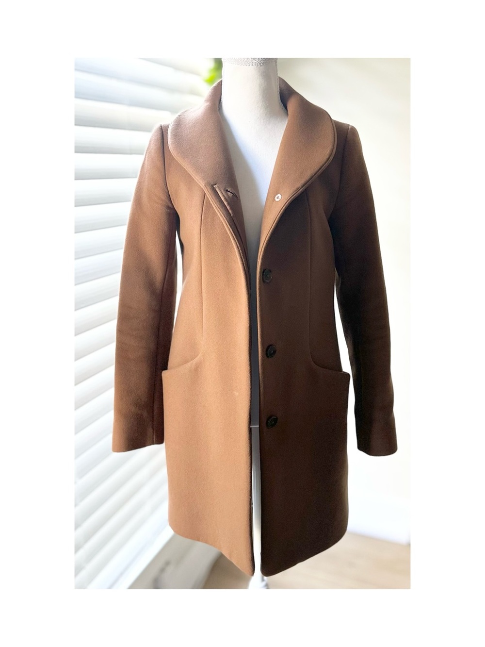 Wilfred Camel Brown Tailored Wool Trench Coat
